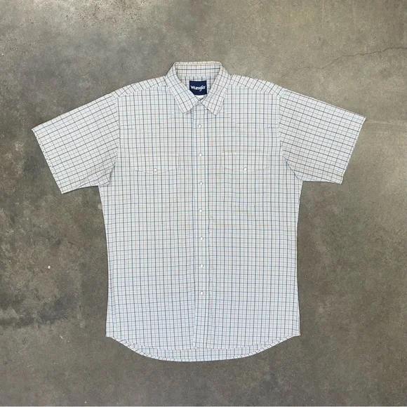 VTG 90s Wrangler Brushpopper Check Pearl Snap Western Shirt - Picture 3 of 9